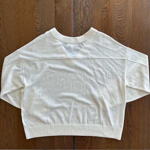 NWOT Banana Republic Extra-Fine Merino Wool Cream Beige V-Neck Sweater Size L - Picture 2 of 8